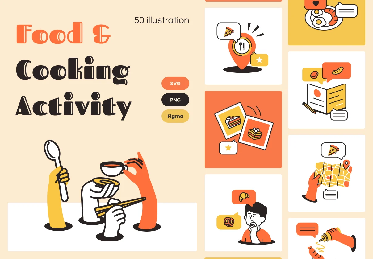 Food & Cooking Activity Illustration Pack