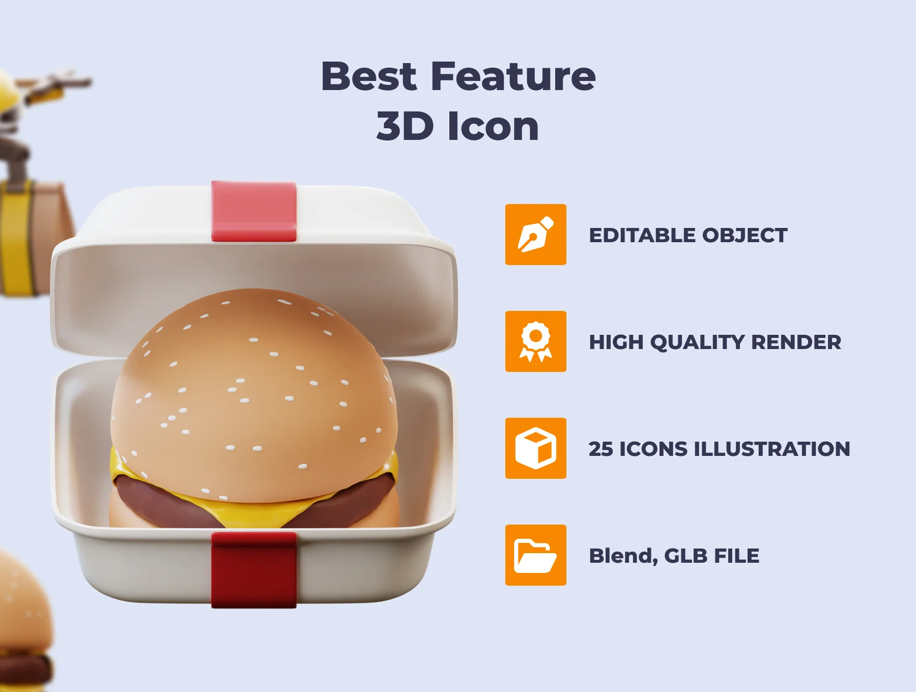 Food Delivery 3D 3D Illustration Pack 2