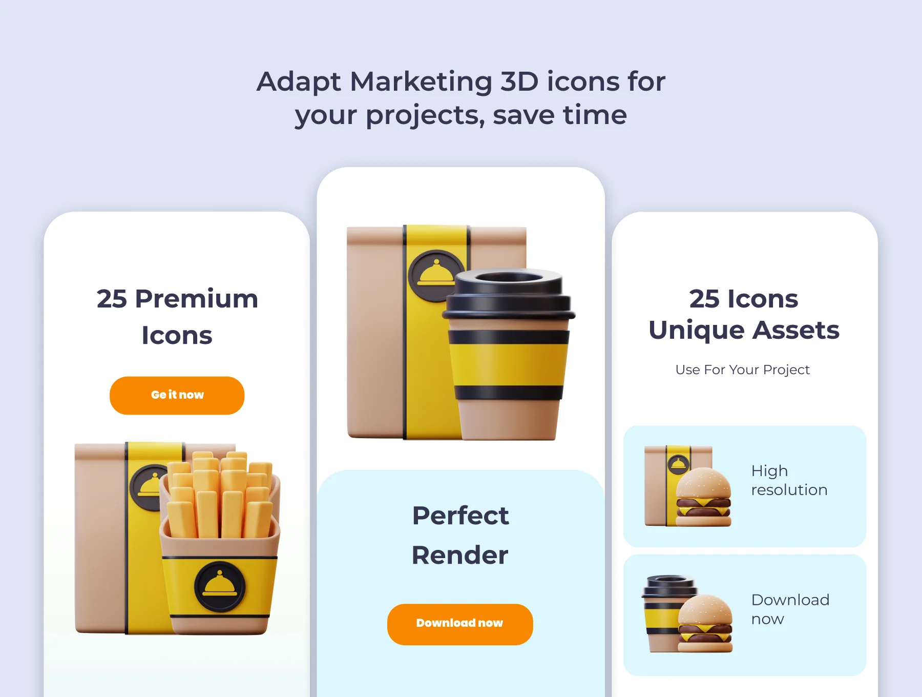 Food Delivery 3D 3D Illustration Pack 4