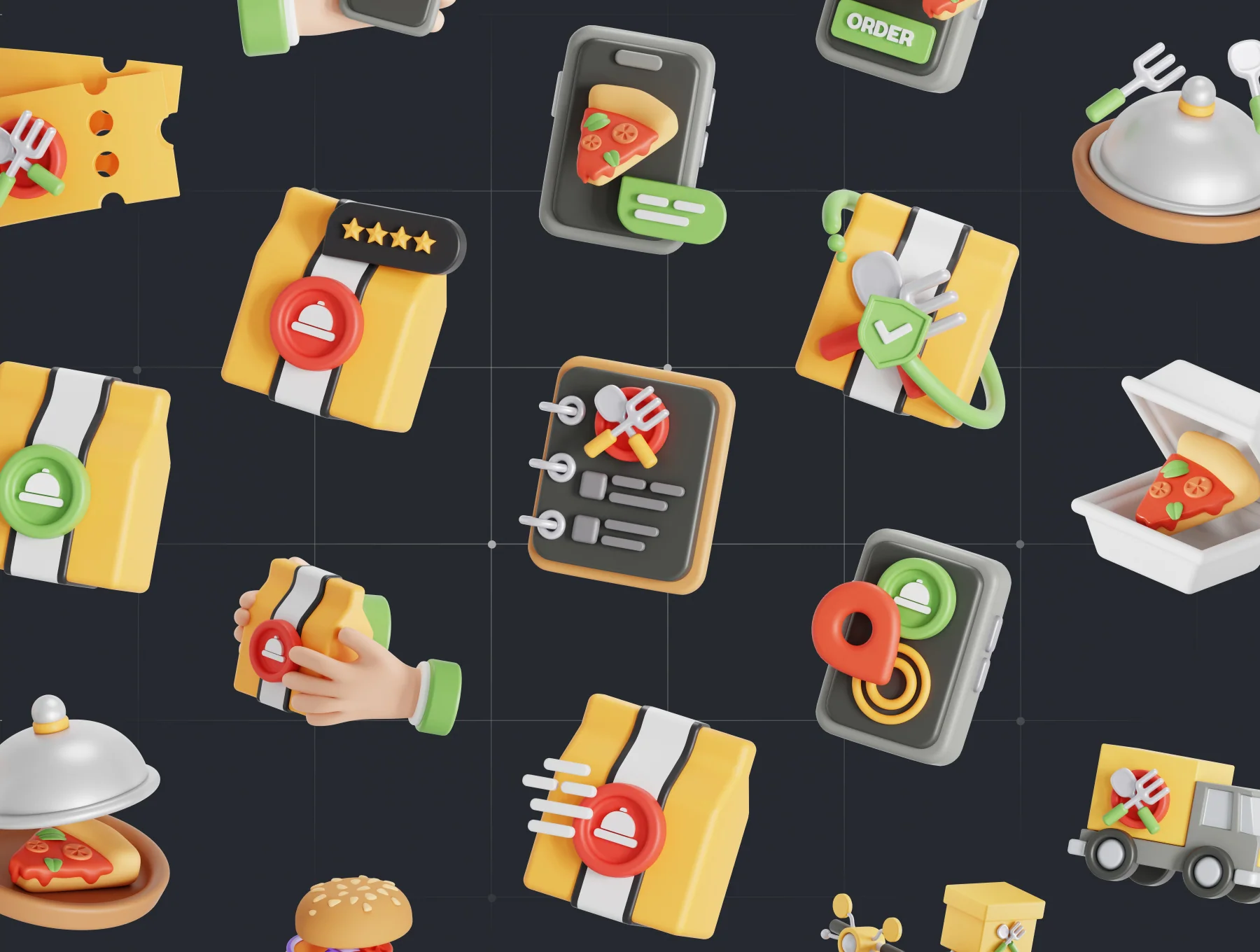 Food Delivery 3D Icon Set 6