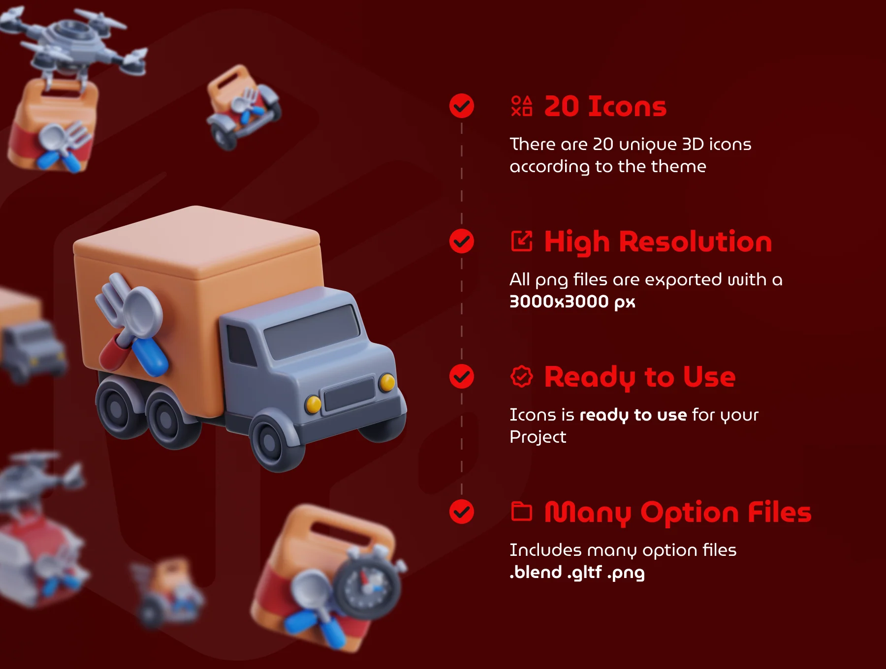 Food Delivery Set 3D Icon 3