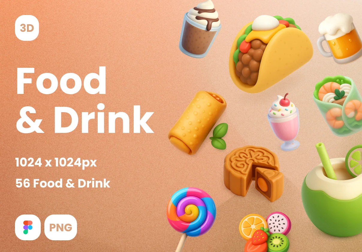 Food & Drink 3D Icon Illustrations