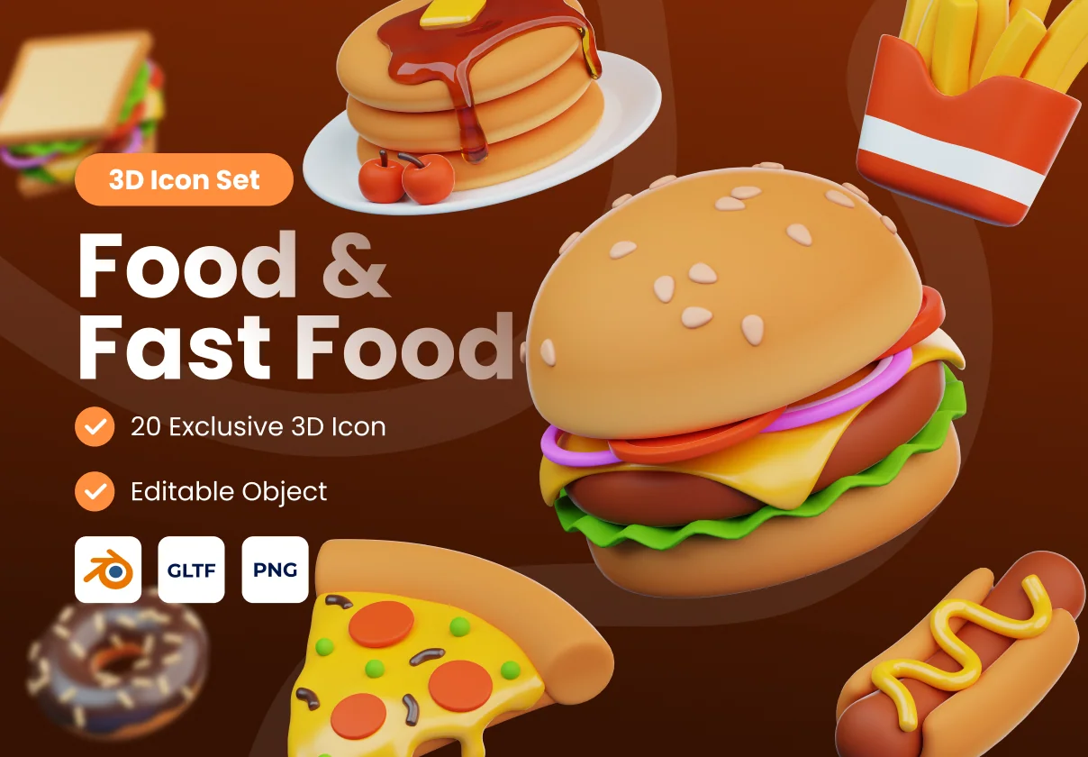 Food & Fast Food 3D Icon Set