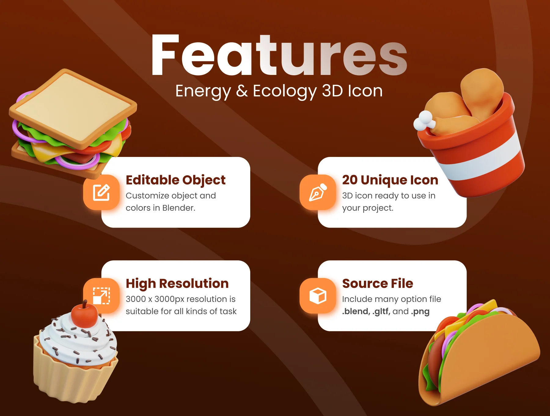 Food & Fast Food 3D Icon Set 2