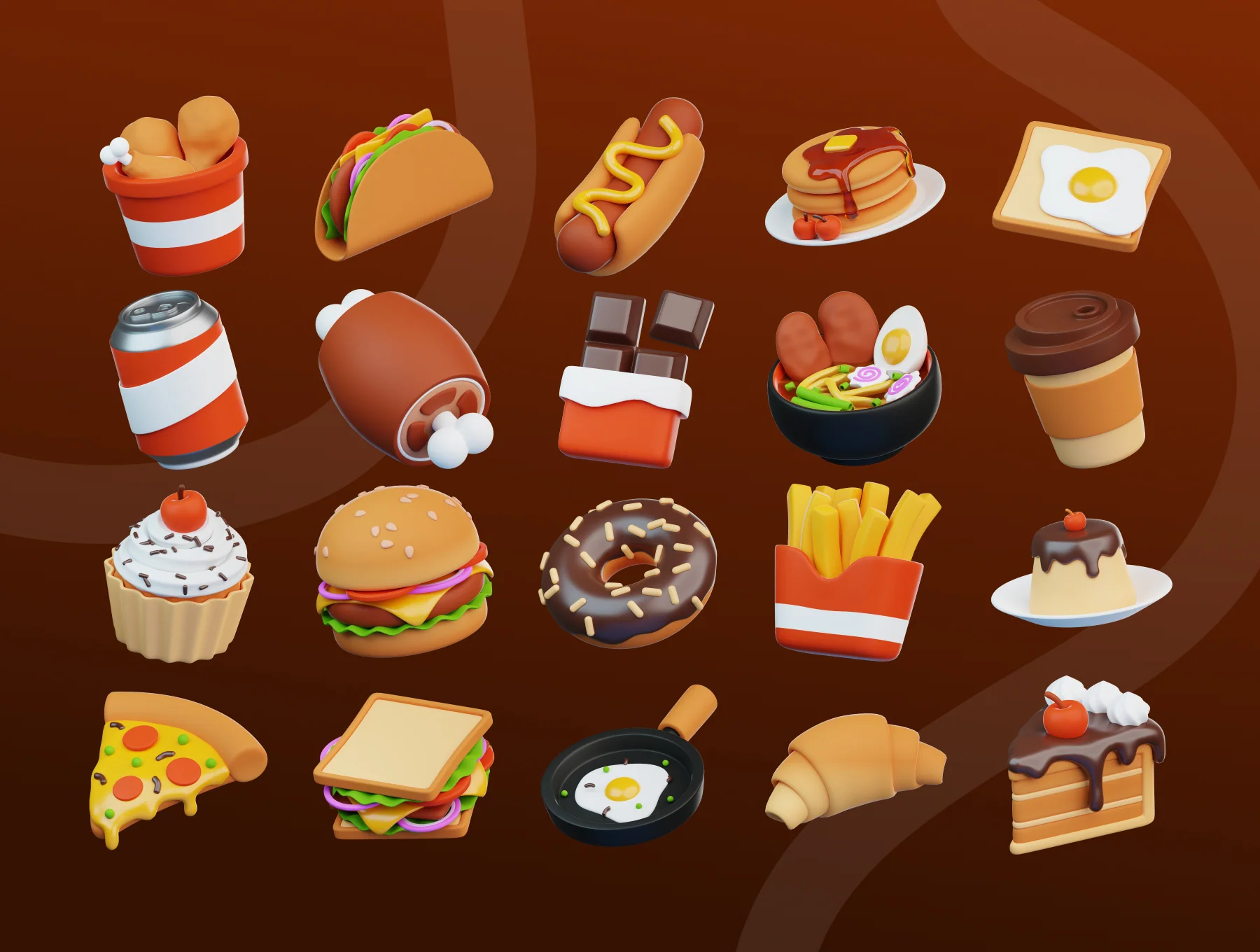 Food & Fast Food 3D Icon Set 5
