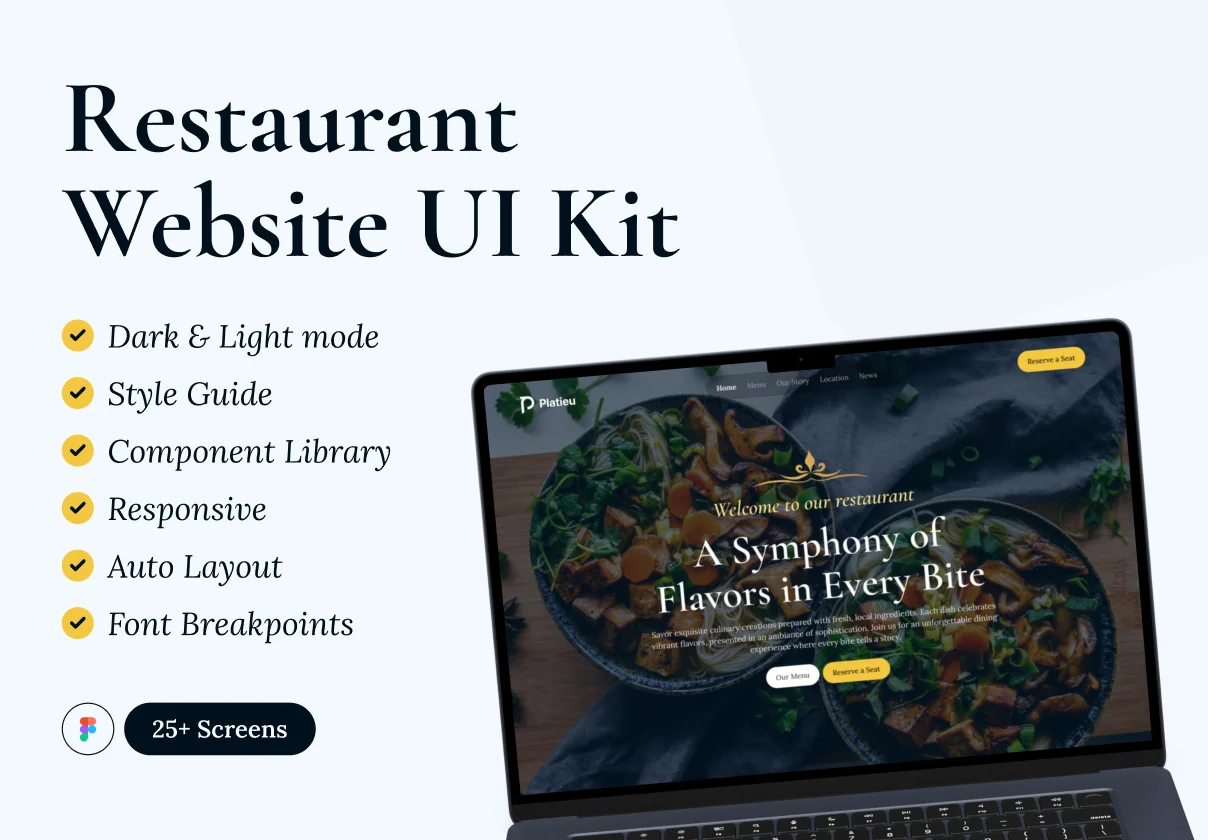 Food Restaurant Website UI Kit — Platieu