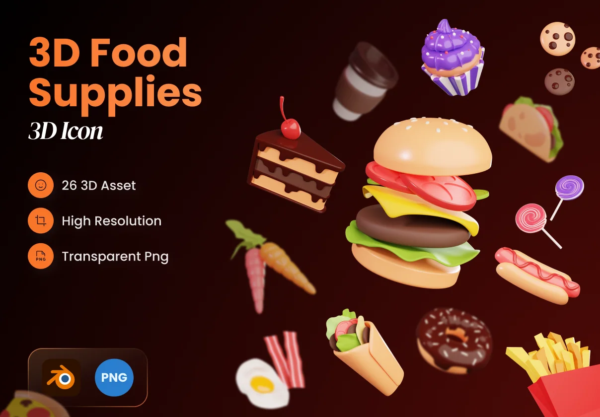 Food Supplies 3D Icons