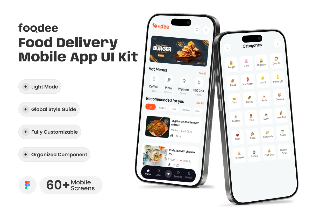 Foodee–Food Delivery Mobile App UI Kit