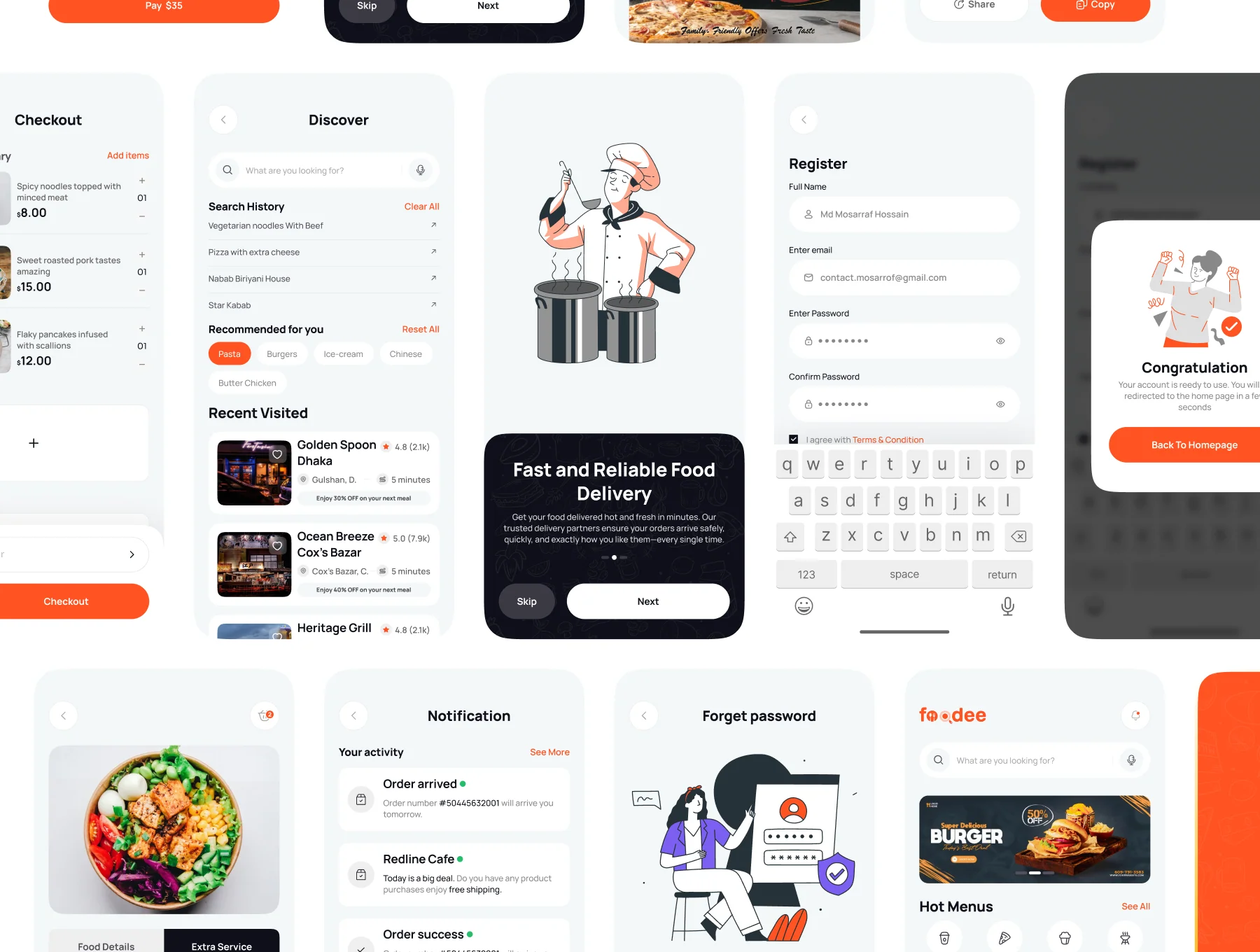 Foodee–Food Delivery Mobile App UI Kit 5