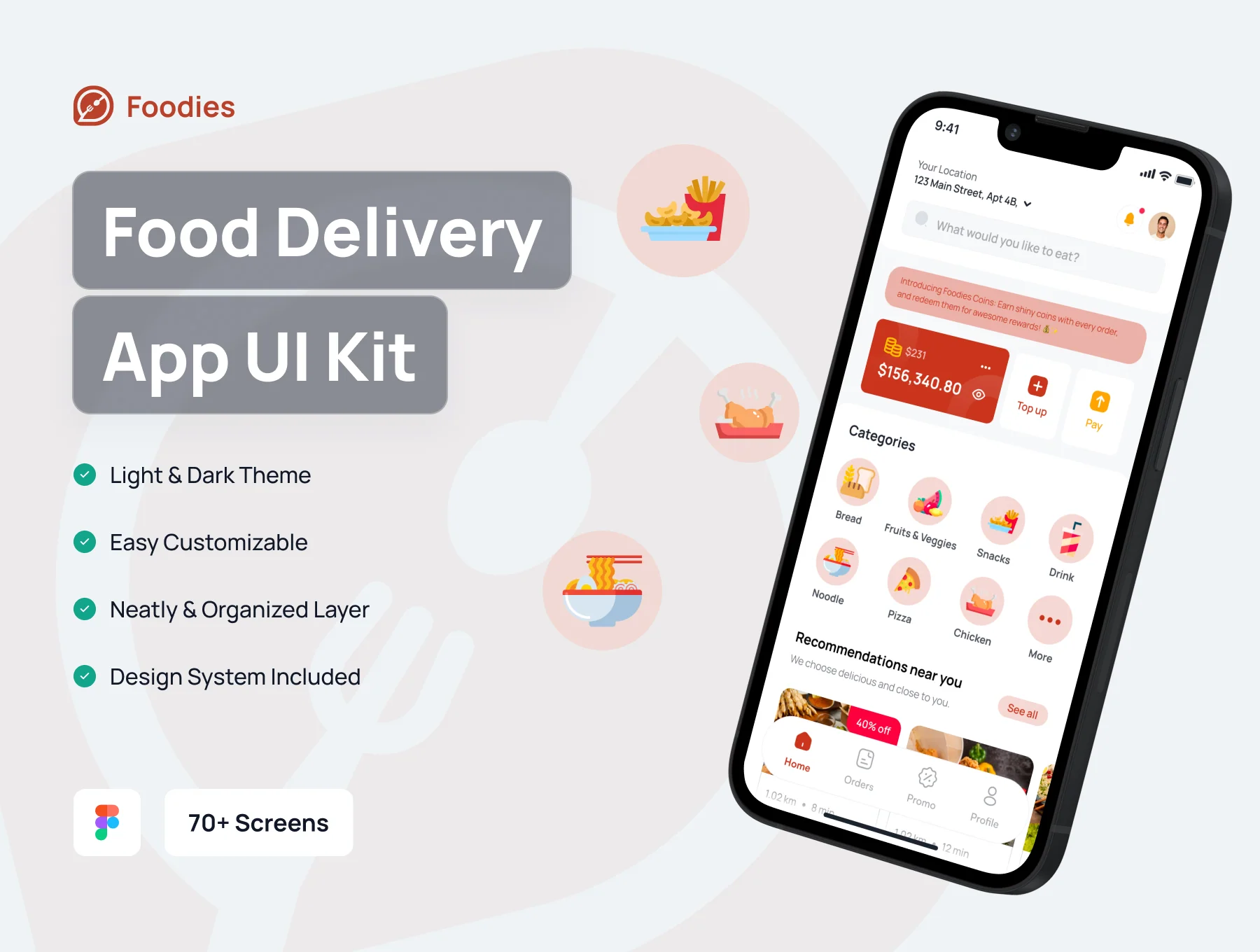 Foodies - Food Delivery Mobile App UI Kit
