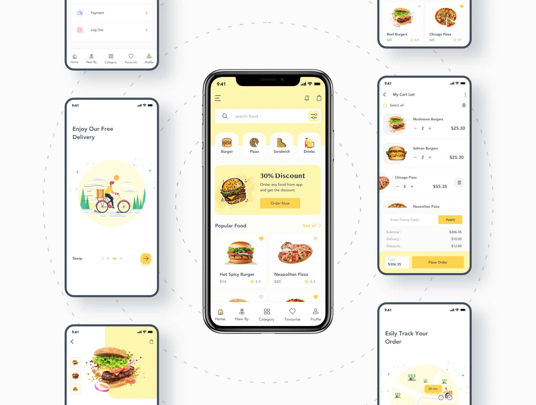Foodies: Food ordering & delivery IOS app UI kit 2