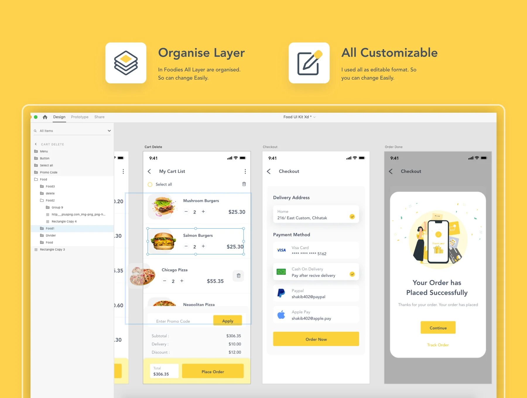 Foodies: Food ordering & delivery IOS app UI kit 4