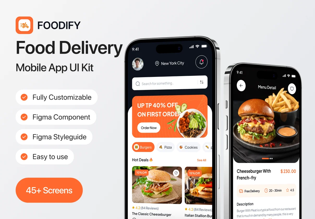 Foodify Food Delivery Mobile App UI Kit