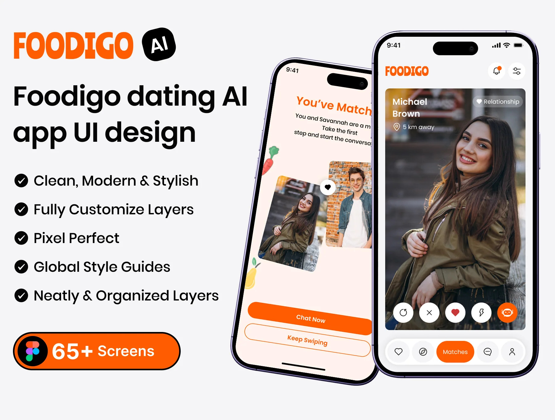 Foodigo dating AI app UI design