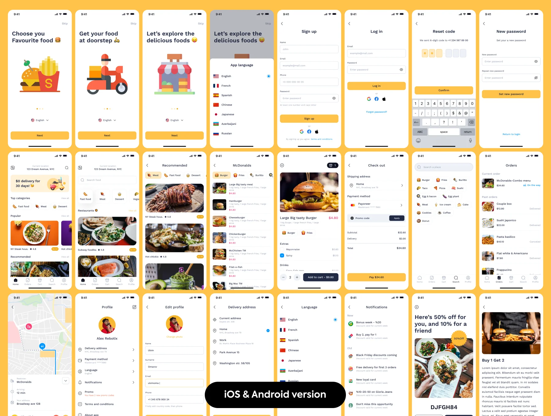 Food Delivery App UI kit 3