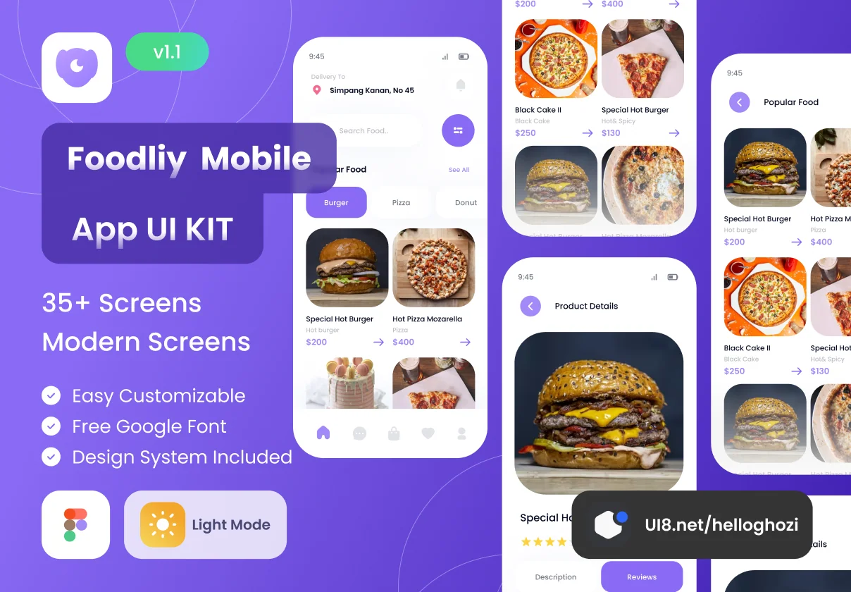 foodliy Food Mobile Apps UI KIT