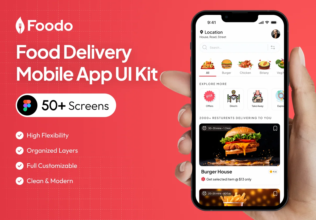 Foodo - Food Delivery App UI Kit