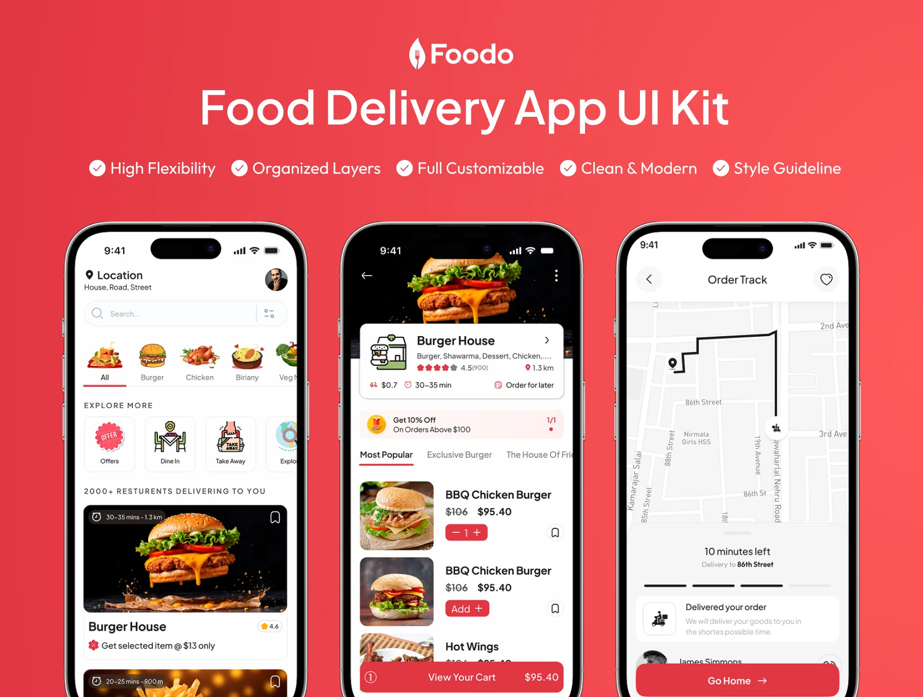 Foodo - Food Delivery App UI Kit