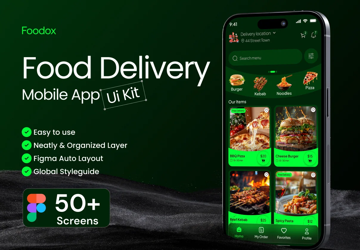 Foodox – Food Delivery Mobile App UI Kit