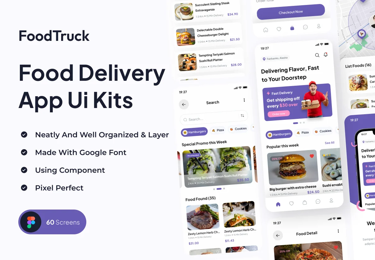 FoodTruck - Food Delivery Mobile App UI Kits
