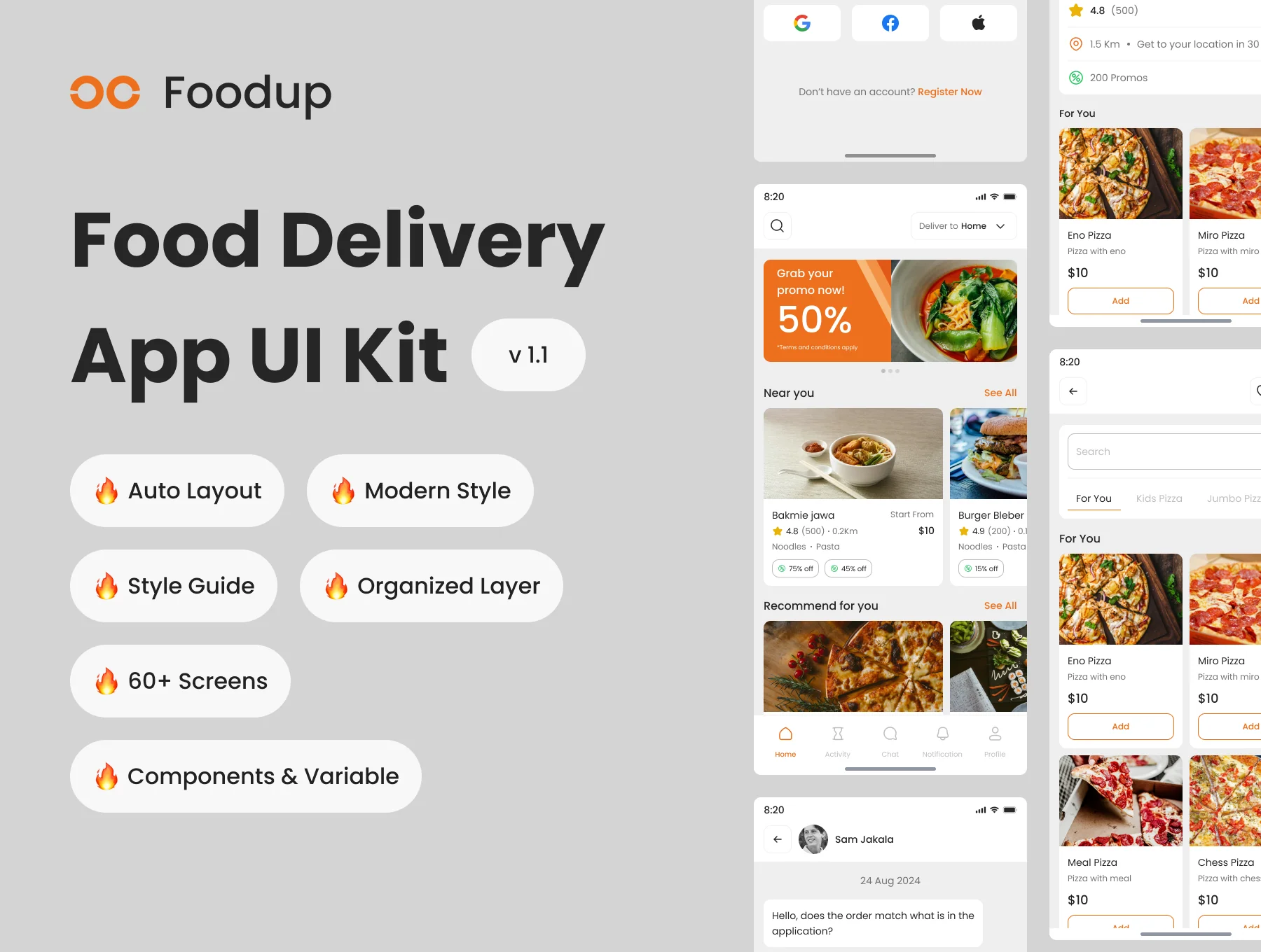 Foodup - Food Delivery App UI Kit