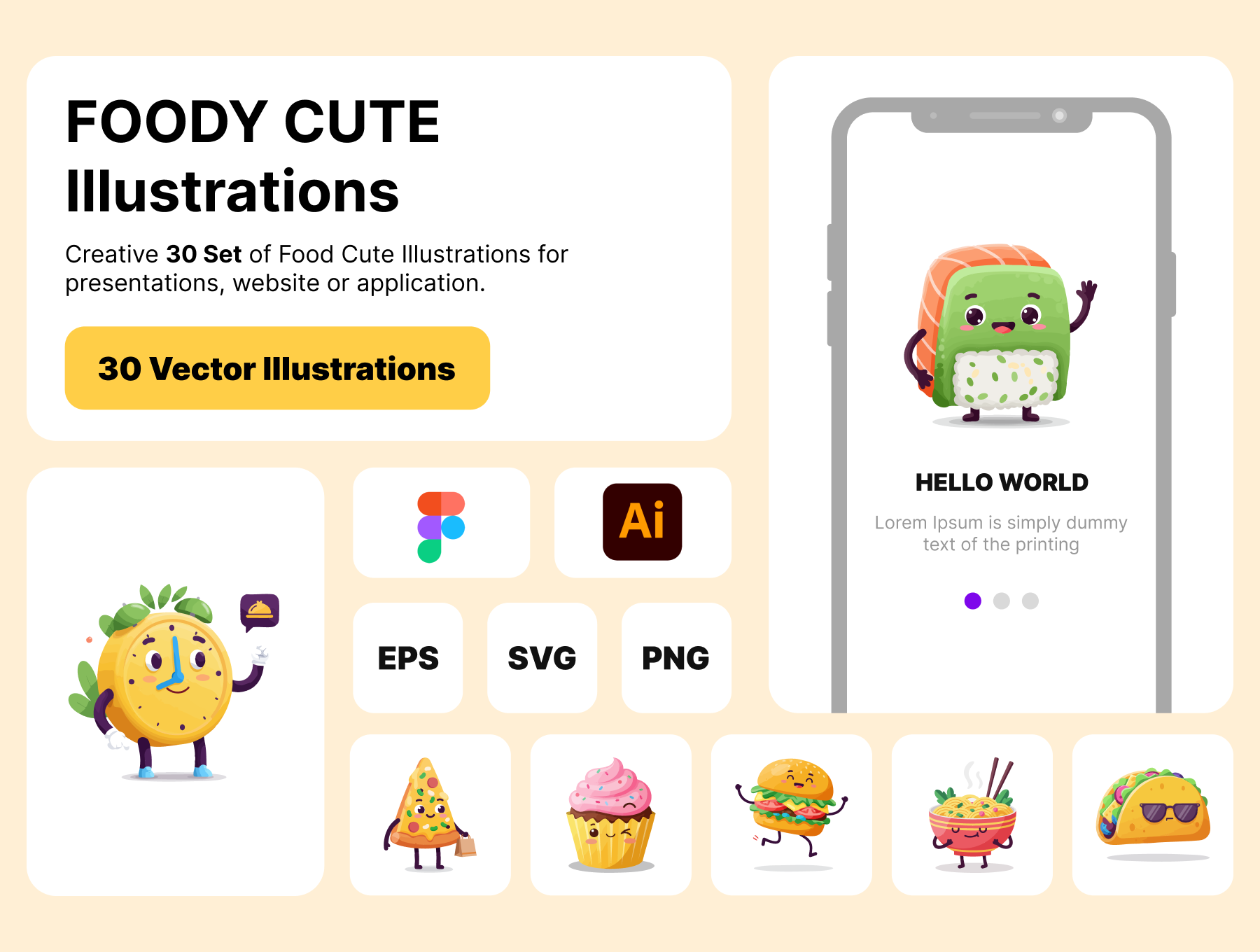 Foody Cute Illustrations Pack