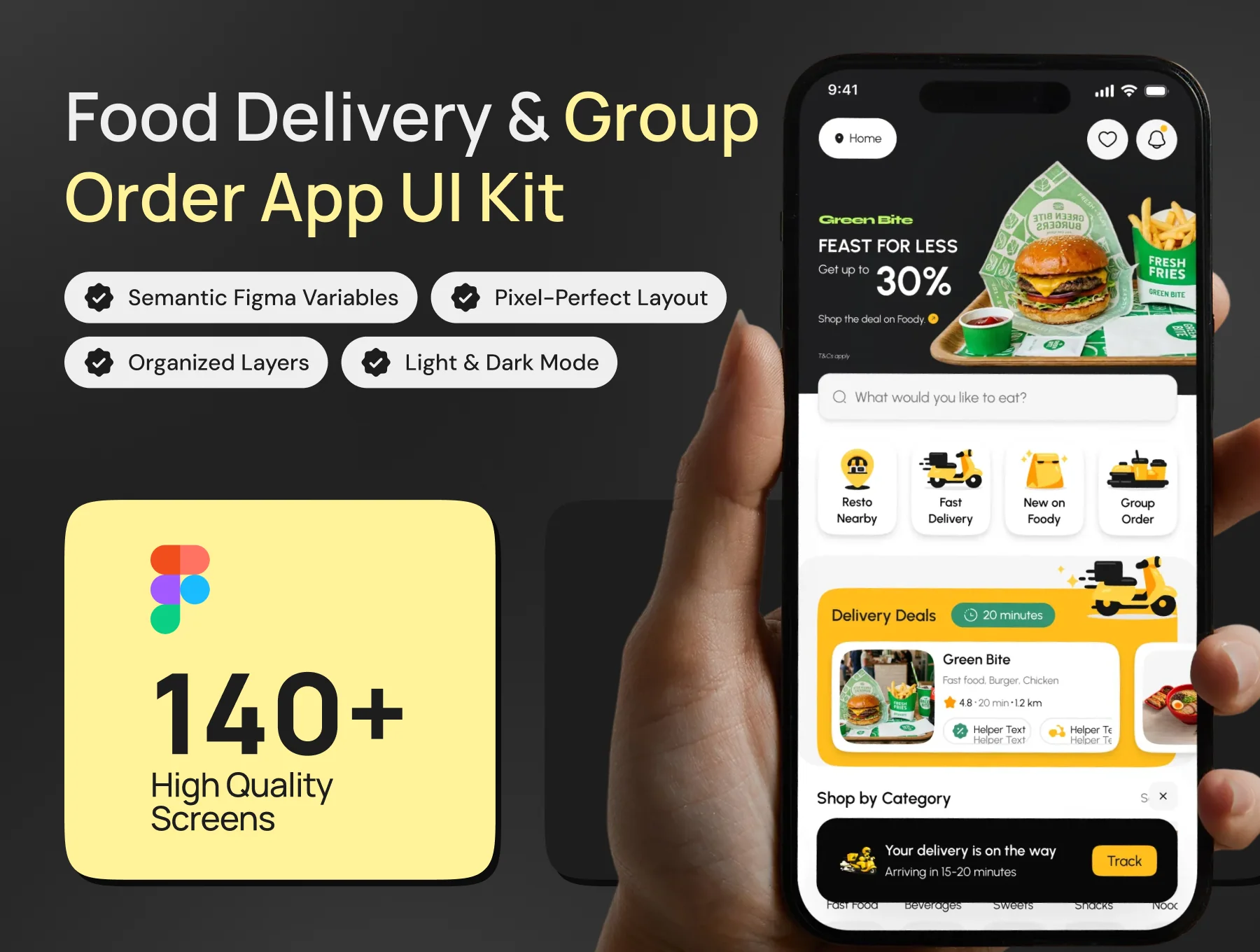 Foody — Food Delivery & Group Order App UI Kit