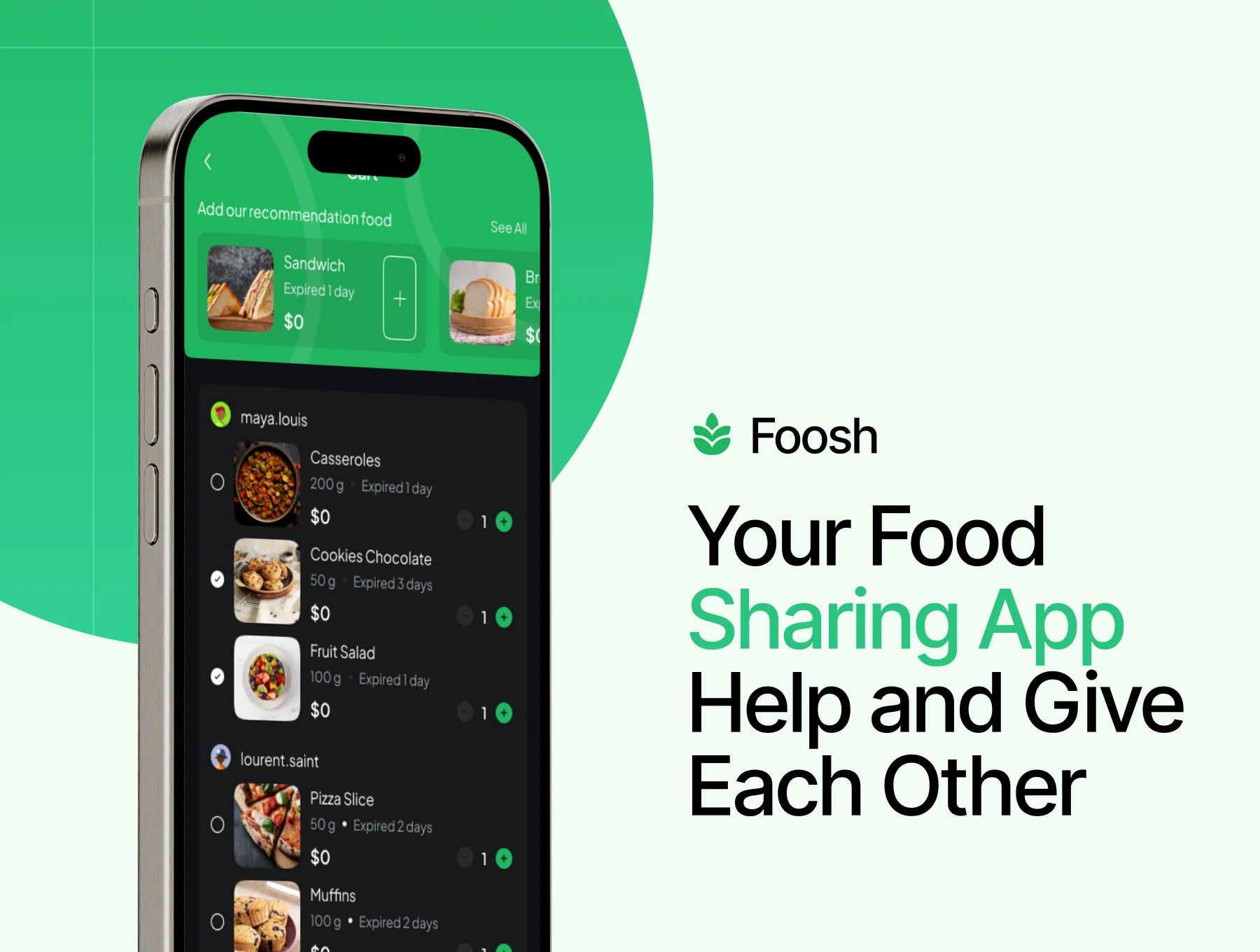 Foosh - Food Sharing Mobile App UI KIT 5