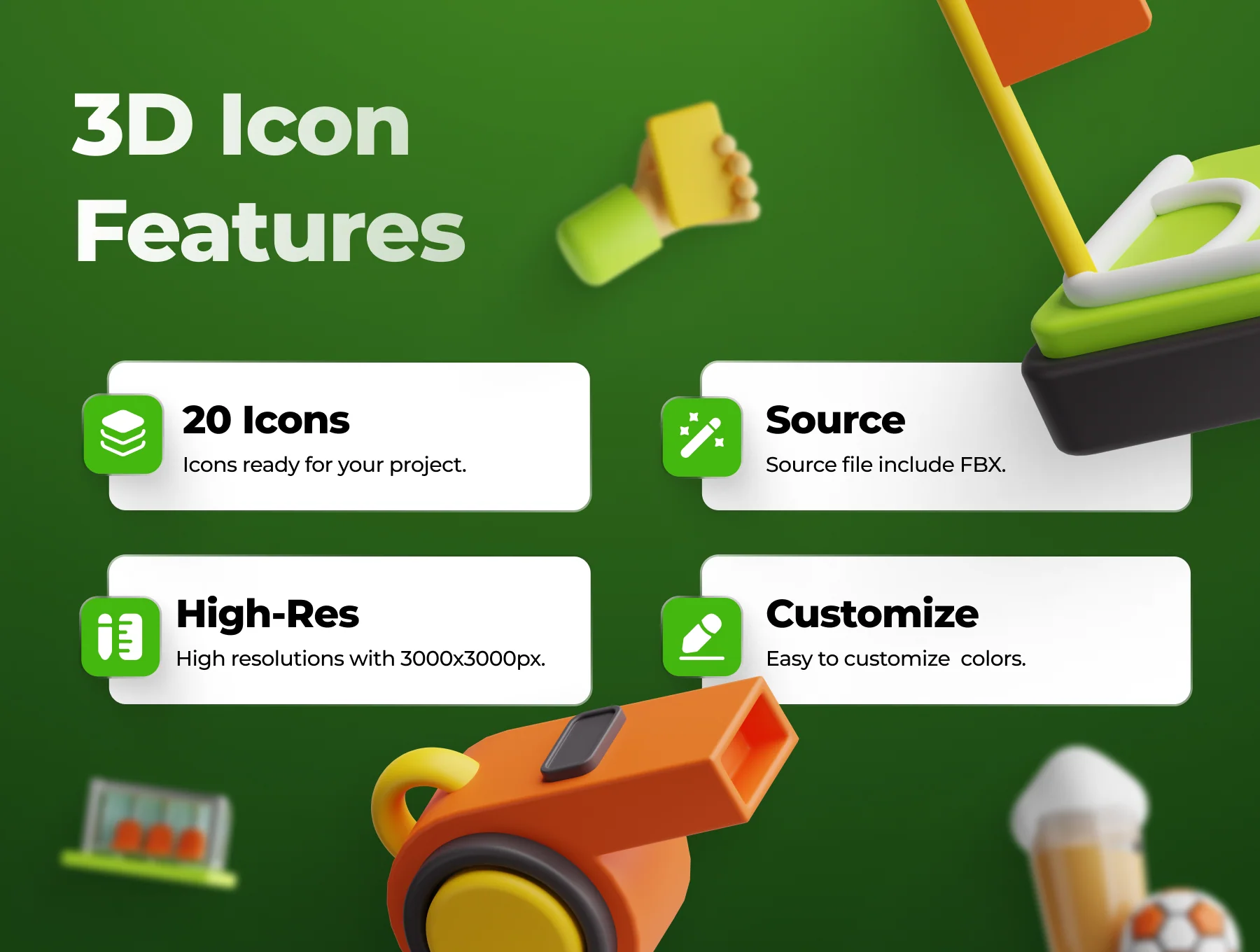 Football 3D Icon Set 2