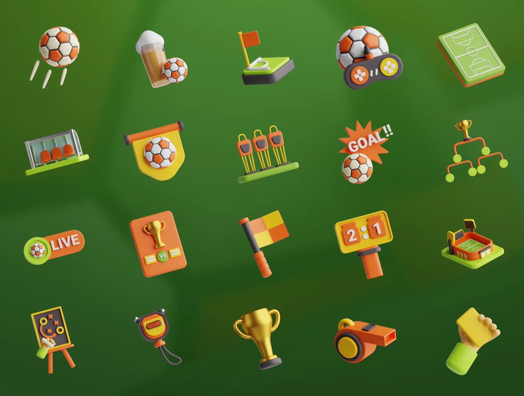 Football 3D Icon Set 6