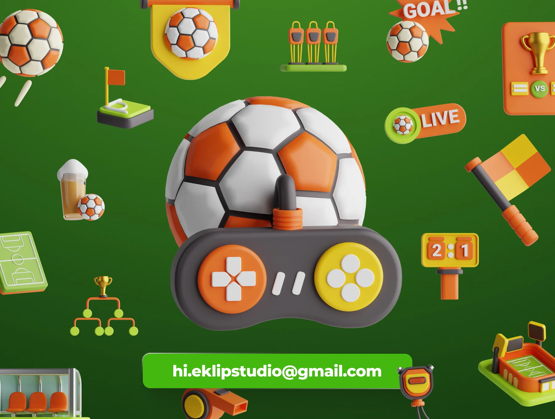 Football 3D Icon Set 7