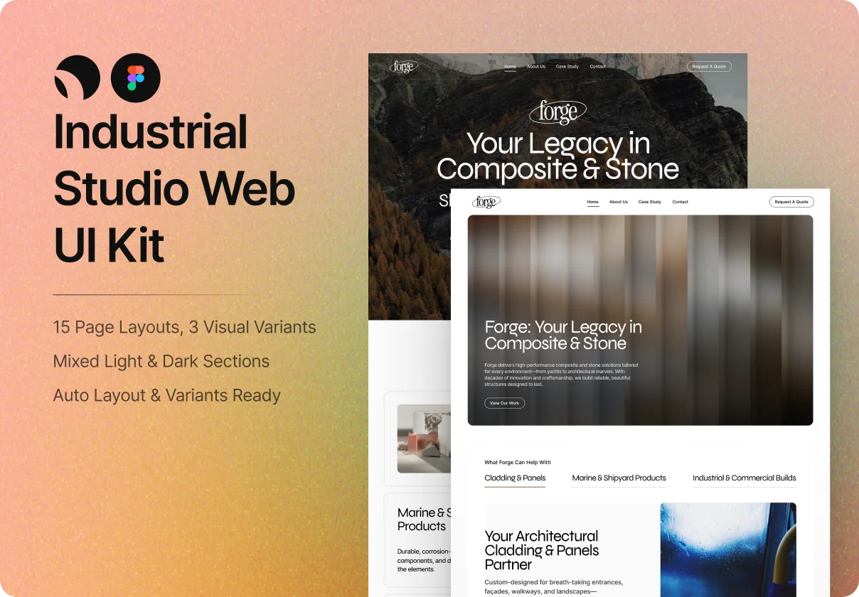 Forge – Industrial Studio Web UI Kit (Figma)
