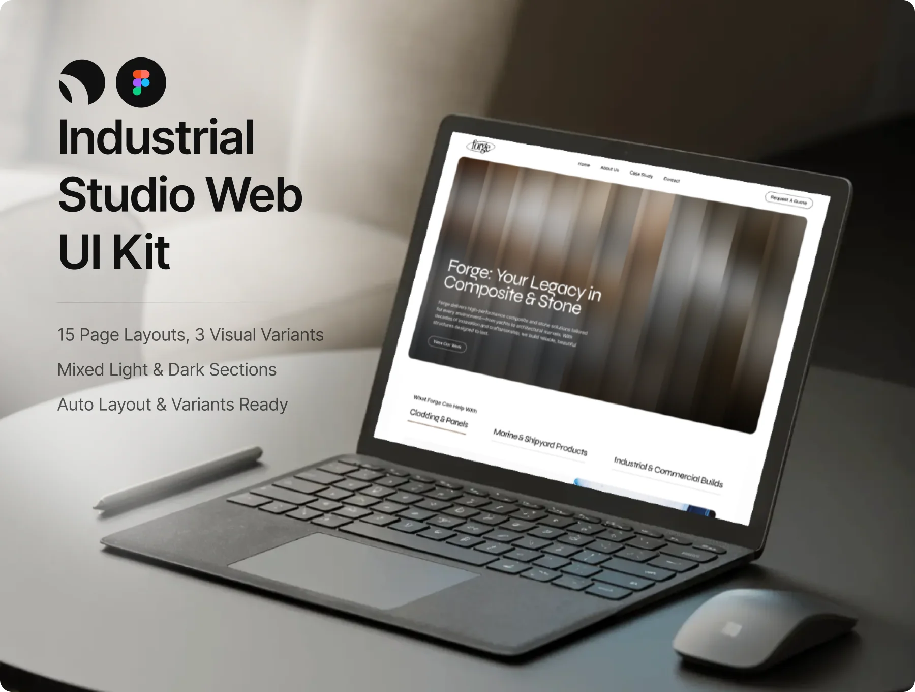 Forge – Industrial Studio Web UI Kit (Figma)