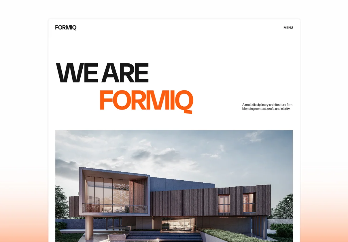 Formiq | Modern Framer Template for Architecture, Interior, and Design Studios