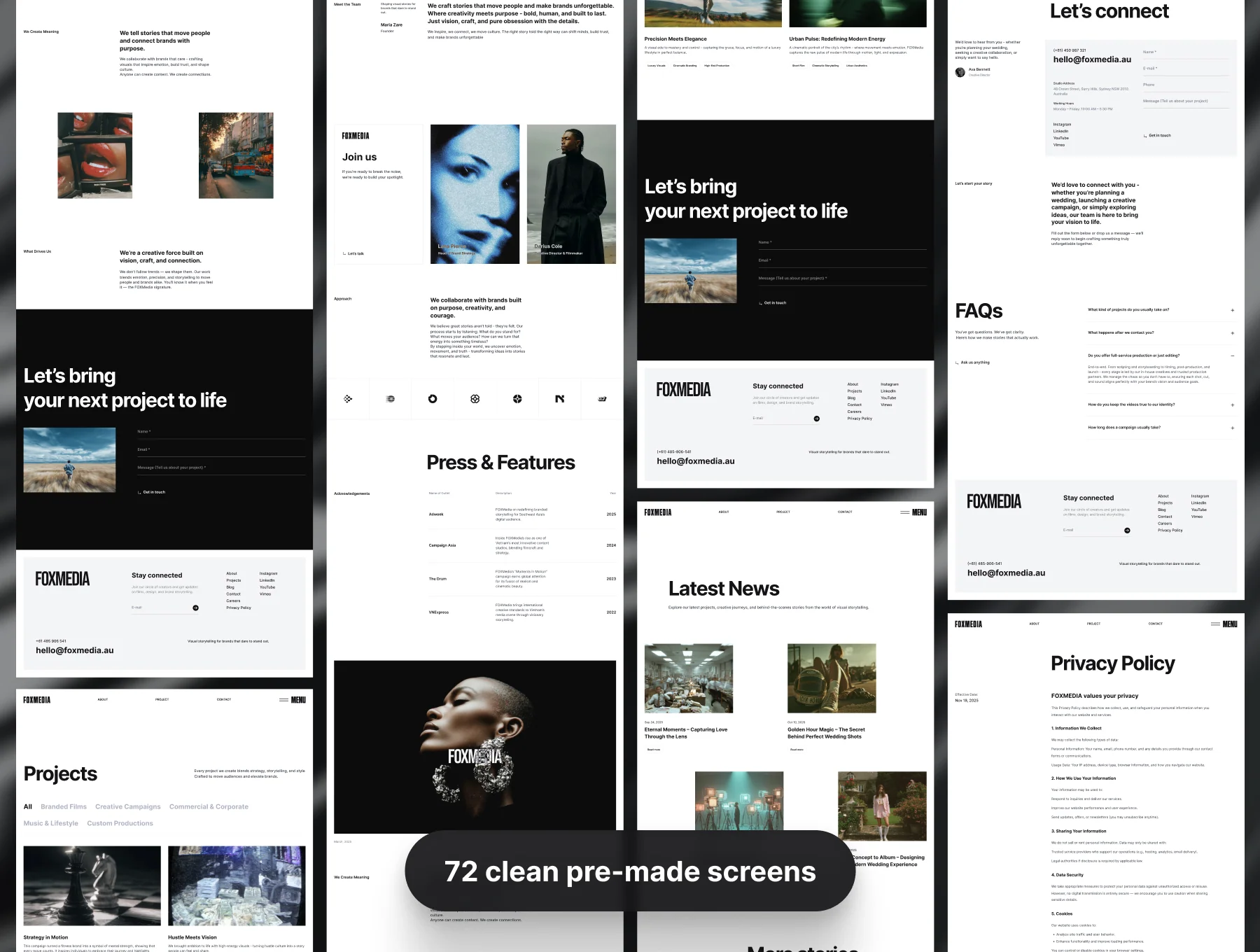 FOXMEDIA - Cinematic Creative Agency Website Template for Figma 3