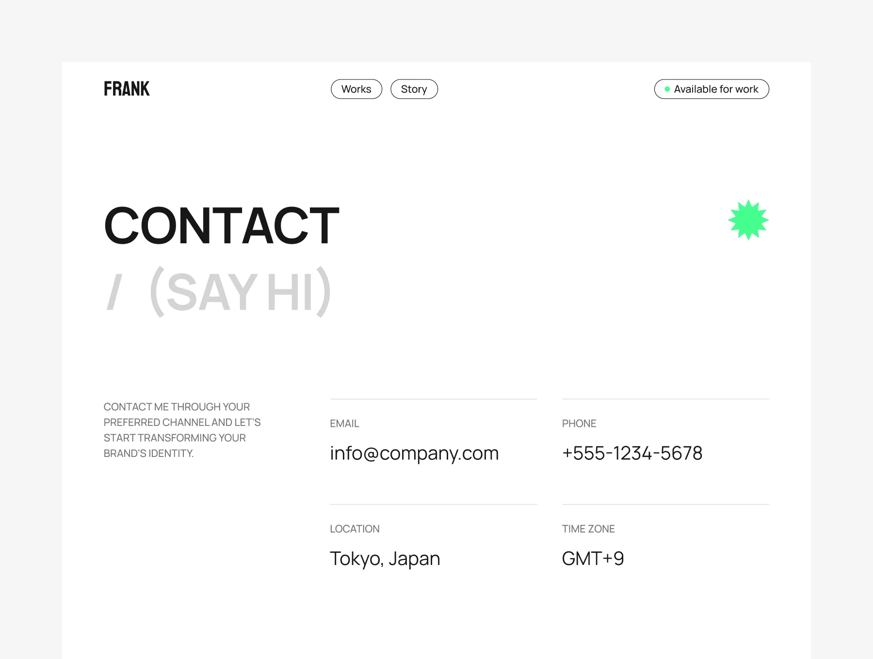 Frank - Framer Portfolio Template 5