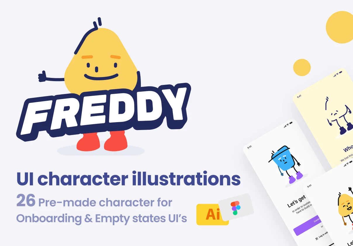 Freddy UI character illustrations