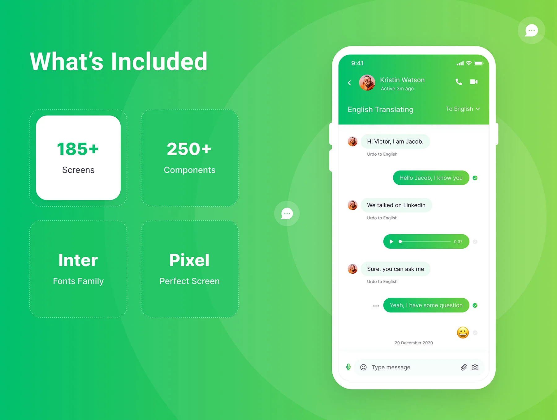 Freedom Messaging App UI Kit 3