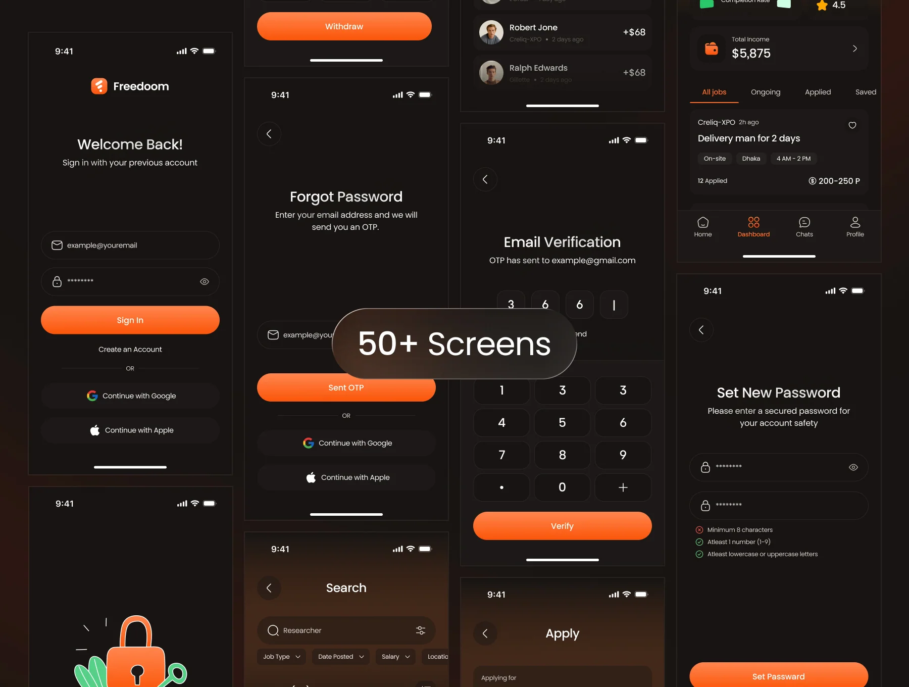 Freedoom – Part Time Job Finder App UI Kit 6