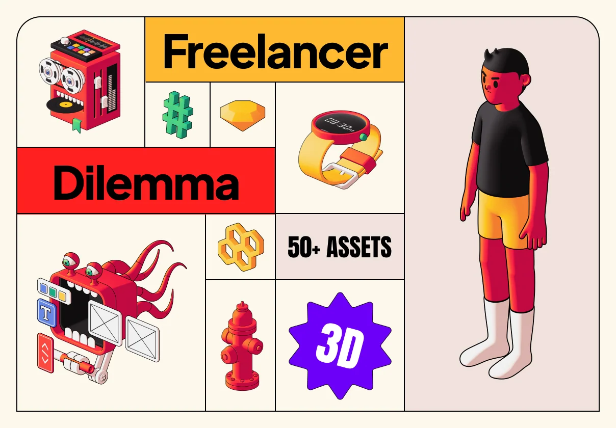 Freelancer Dilemma 3D Illustration