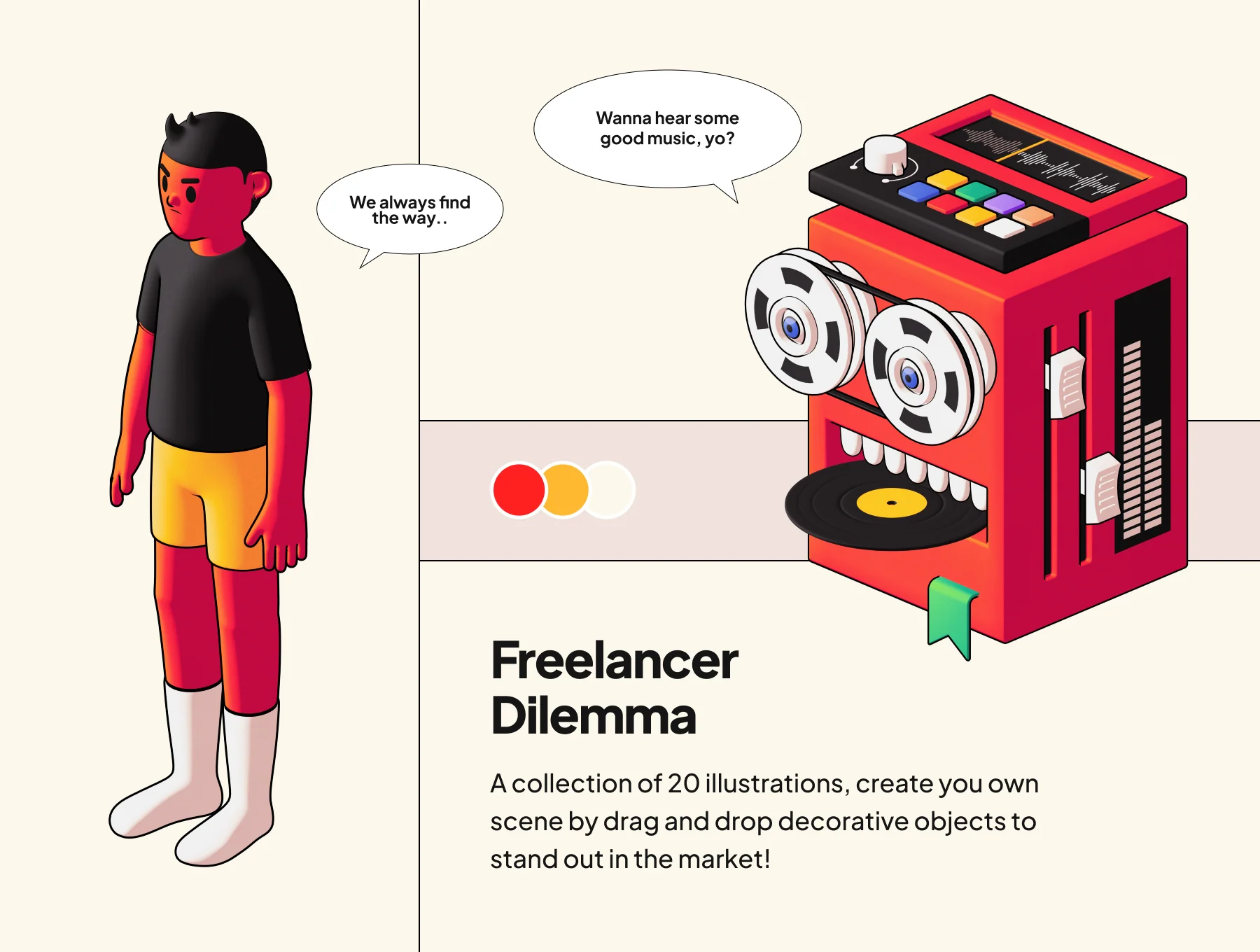 Freelancer Dilemma 3D Illustration
