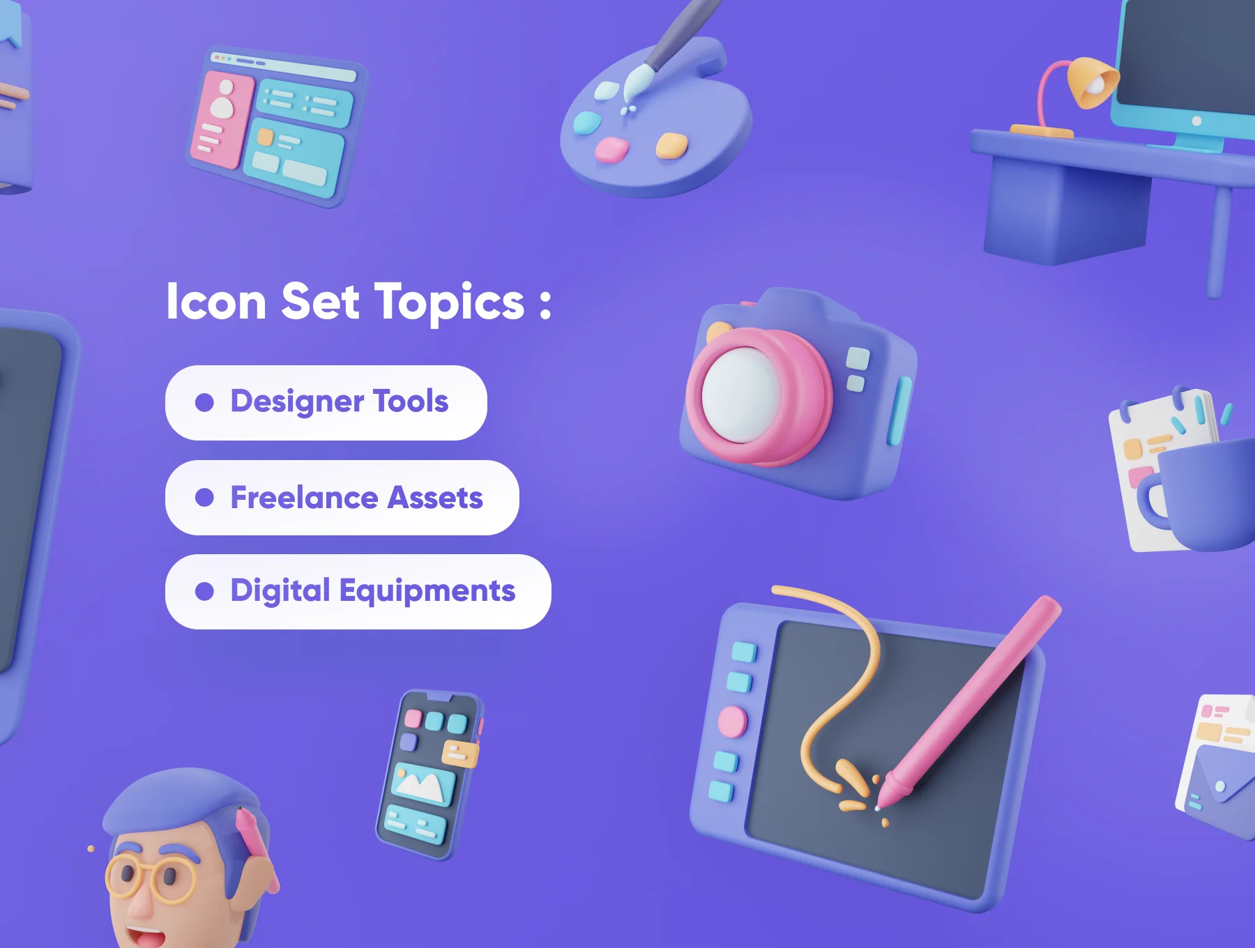 Freelancy - Freelance 3D Icon Set 2
