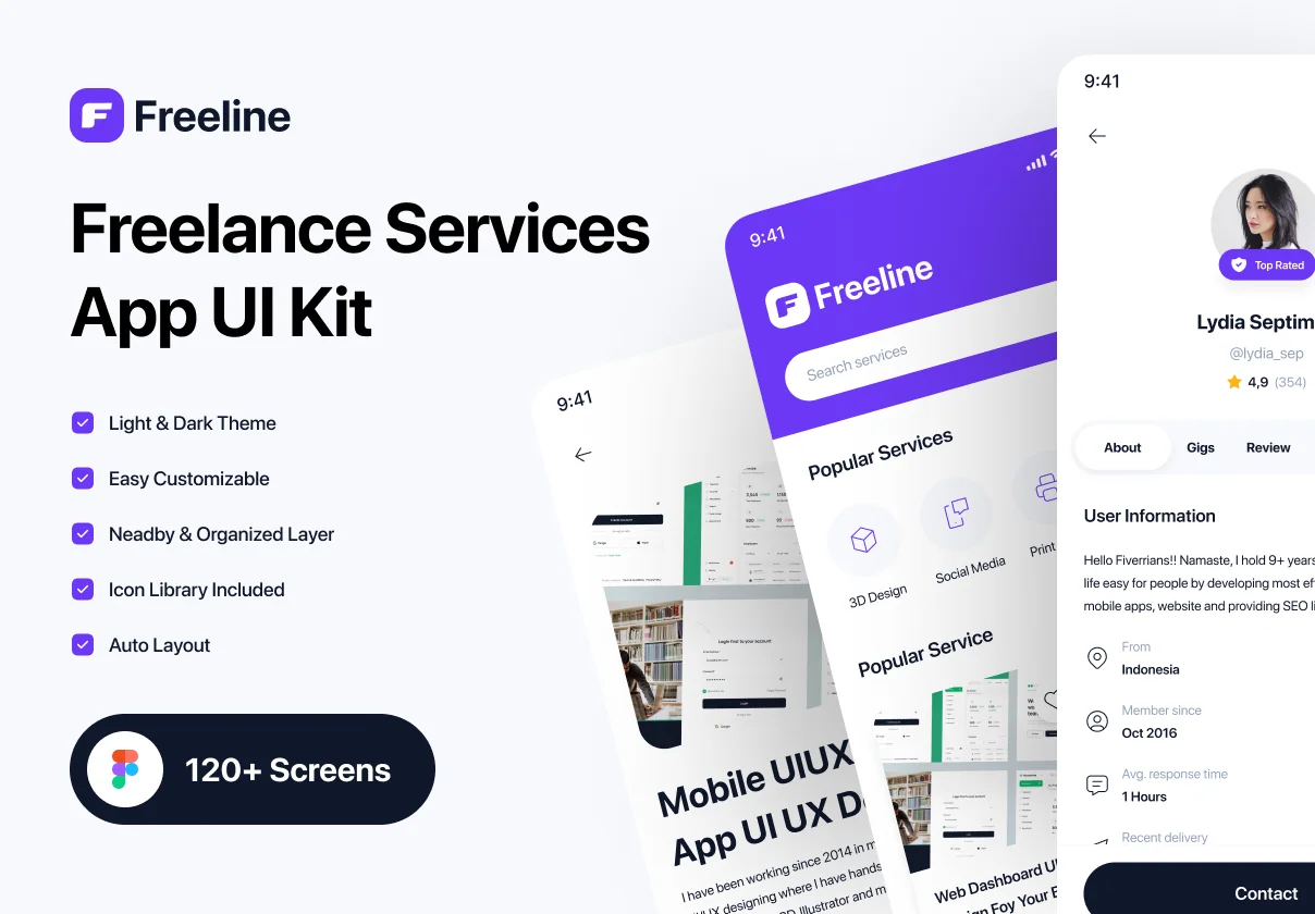 Freeline - Freelance Services App UI Kit
