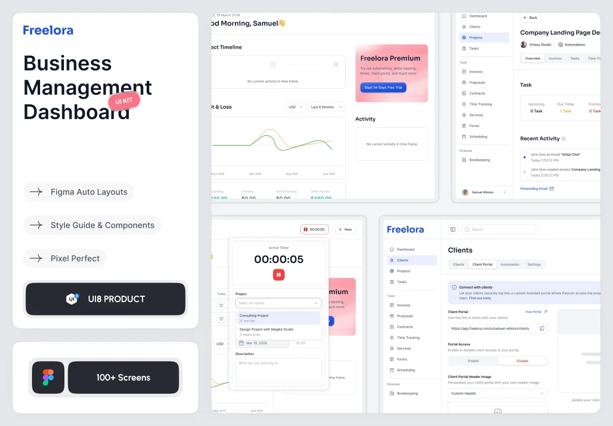 Freelora: Business Management Dashboard UI Kit