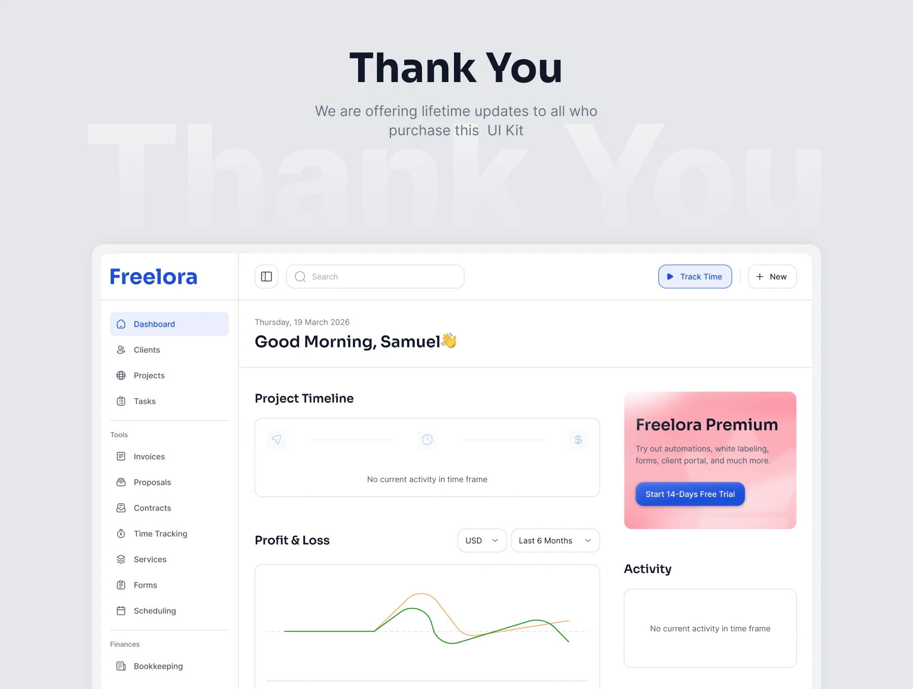 Freelora: Business Management Dashboard UI Kit 6