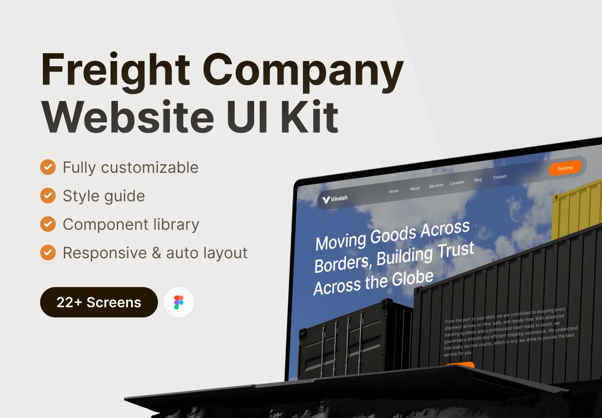 Freight Company Website UI Kit — Vindah