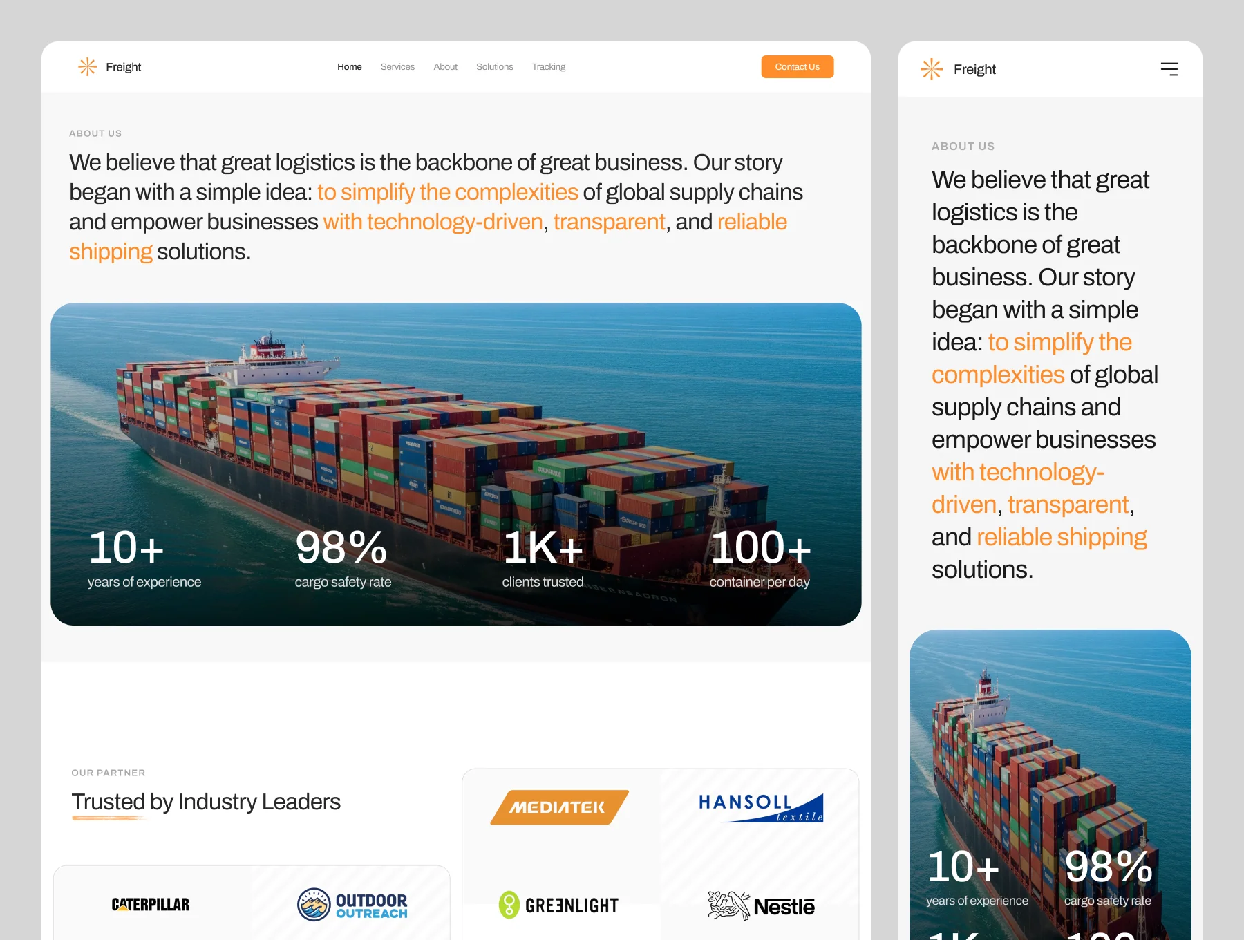 Freight - Shipping & Logistic Landing Page UI Kit 4