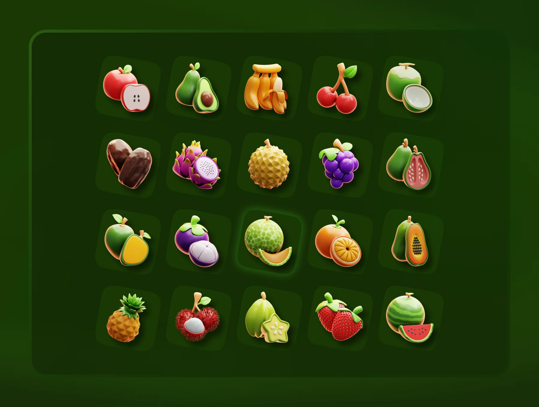 Fresh Fruit 3D Icon Set 2