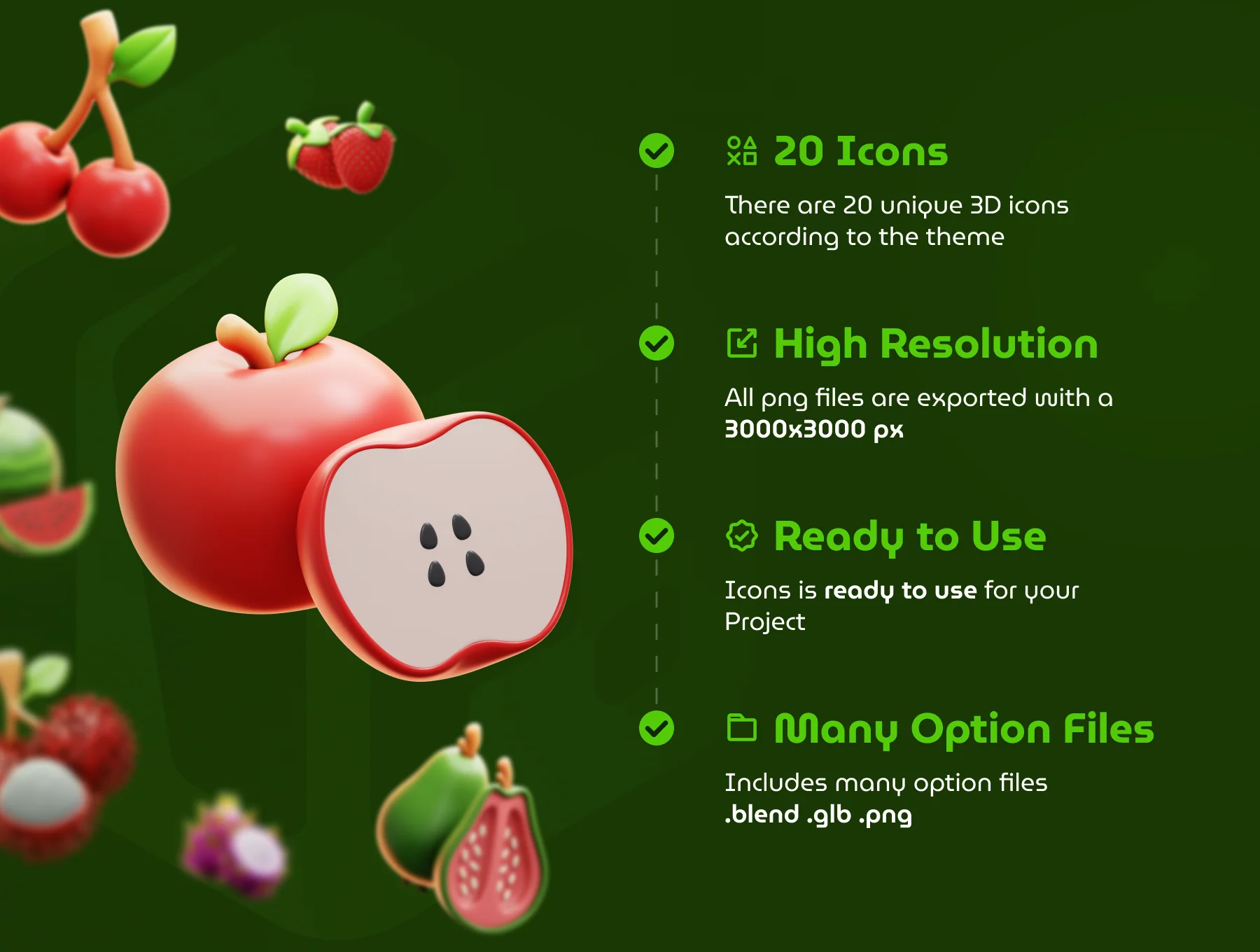 Fresh Fruit 3D Icon Set 3