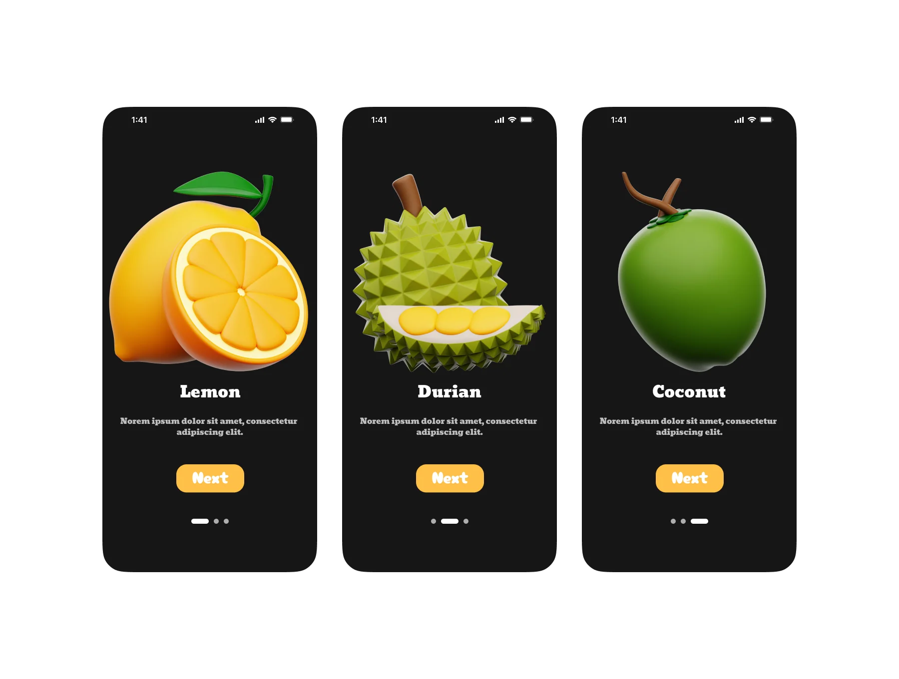 Fresh Fruit 3D Icons Set 4